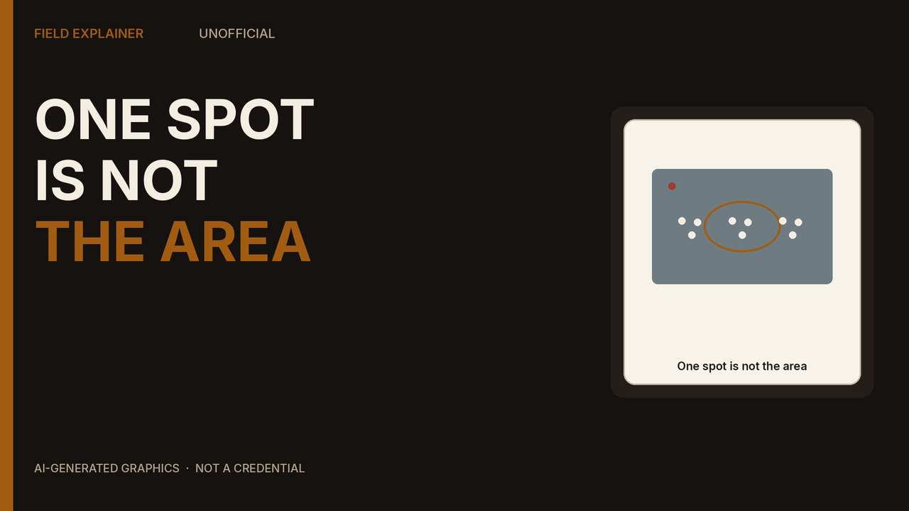Explainer graphic: one spot is not the area, for dry film thickness.
